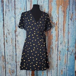 J Crew Lemon print wrap dress